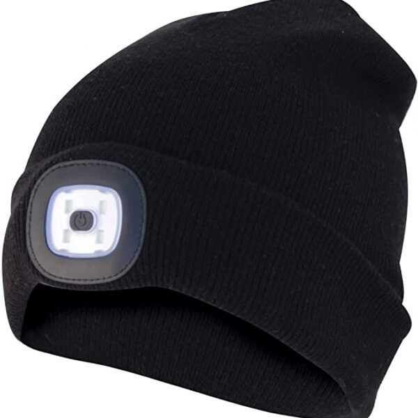 Cappellino con luce led frontale ricaricabile nero