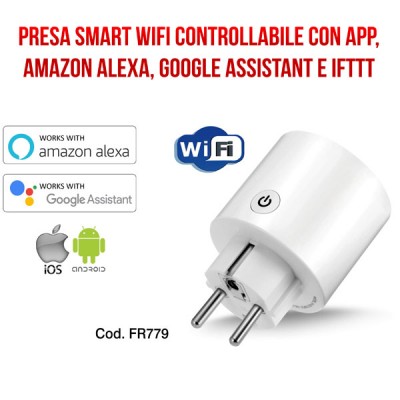 Presa smart Wi-Fi compatibile con sistemi Amazon Alexa e Google Ass.