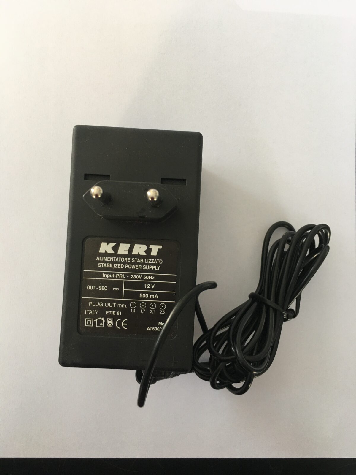 Alimentatore da parete stabilizzato 12 Vdc-500mA K.E.R.T. - immagine 1