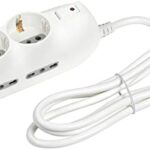 Multipresa Bticino Slot9-6 prese 2P+T bipasso 10/16A e 3 prese tedesche P30 con cavo e interr.luminoso