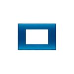 Placca living light 3 posti blu gel Bticino