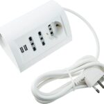Multipresa da scrivania con 2 prese bipasso 10/16A e 1 presa tedesca P30 bianco